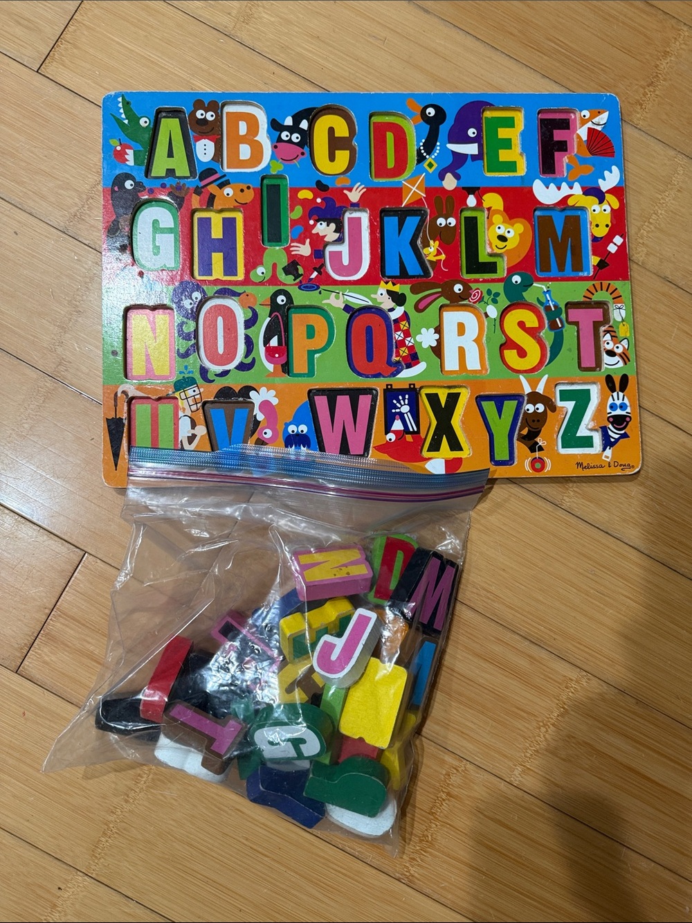 Melissa & Doug Bright Multicolor ABC Wooden Puzzle with Colorful Letters